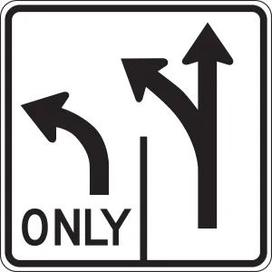 Accuform FRR657DP Lane Guidance Sign: Advance Intersection Lane Control (2 Lane Left Turn Only - Right Lane Optional)