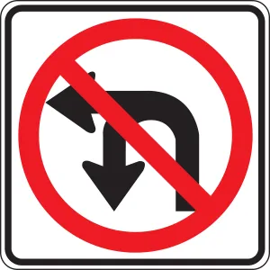 Accuform FRR682RA Lane Guidance Sign: No U-Turn/No Left Turn