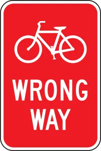 Accuform FRR685HP Bicycle & Pedestrian Sign: Bicycle Wrong Way