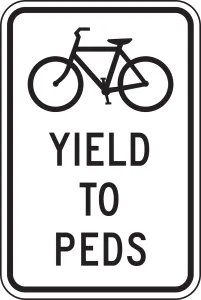 Accuform FRR709DP Bicycle & Pedestrian Sign: Yield To Peds