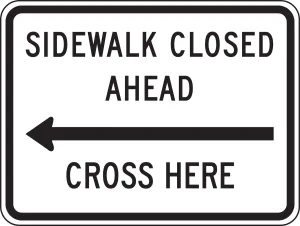 Accuform FRR714HP Bicycle & Pedestrian Sign: Sidewalk Closed Ahead - Cross Here
