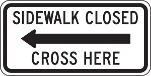 Accuform FRR715DP Bicycle & Pedestrian Sign: Sidewalk Closed - Cross Here