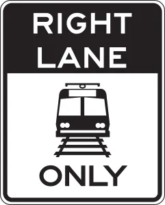 Accuform FRR740DP Rail Sign: Right Lane Only