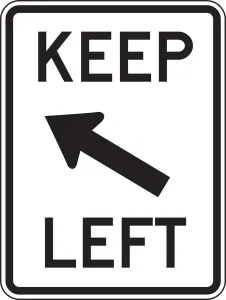 Accuform FRR761RA Lane Guidance Sign: Keep Left (Diagonal)