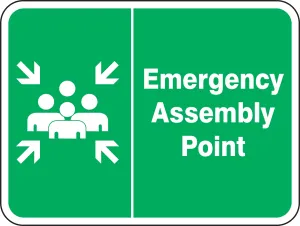 Accuform FRR929RA Safety Sign: Emergency Assembly Point (Graphic)