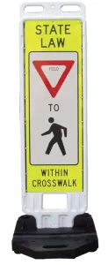 Accuform FRT401 In-Street Pedestrian Crossing Sign: State Law - Yield Within Crosswalk