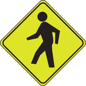 Accuform FRW204 Fluorescent Yellow-Green Sign: Pedestrian Crossing