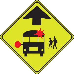 Accuform FRW216 Fluorescent Yellow-Green Sign: School Bus Stop Ahead