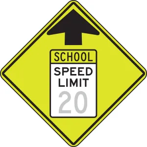 Accuform FRW21920 Fluorescent Yellow-Green Sign: Reduced School Speed Limit Ahead