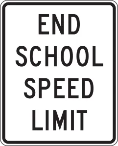 Accuform FRW222DP Speed Limit Sign: End School Speed Limit