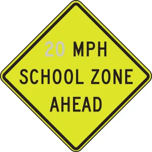 Accuform FRW27015 Fluorescent Yellow-Green Sign: _ MPH School Zone Ahead