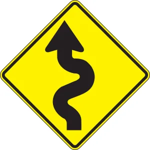 Accuform FRW292RA Direction Sign: Left Winding Road