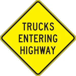 Accuform FRW425HP Lane Guidance Sign: Trucks Entering Highway