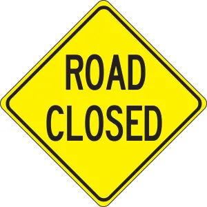Accuform FRW458HP Lane Guidance Sign: Road Closed (Yellow)