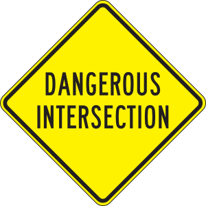 Accuform FRW461RA Intersection Sign: Dangerous Intersection