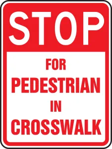 Accuform FRW493DP Bicycle & Pedestrian Sign: Stop For Pedestrians In Crosswalk