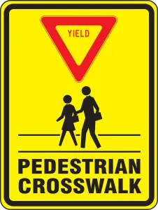 Accuform FRW509RA Bicycle & Pedestrian Sign: Yield - Pedestrian Crosswalk