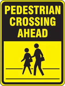 Accuform FRW518DP Bicycle & Pedestrian Sign: Pedestrian Crossing Ahead