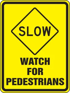 Accuform FRW520HP Bicycle & Pedestrian Sign: Slow - Watch For Pedestrians