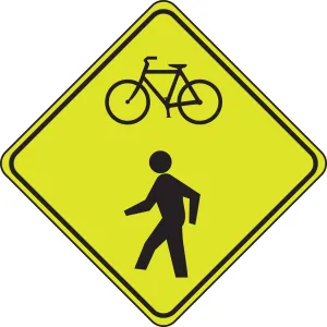 Accuform FRW531 Fluorescent Yellow-Green Sign: Combined Bicycle/Pedestrian Crossing