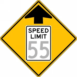Accuform FRW53535HP Semi-Custom Speed Limit Sign: Speed Limit Ahead _