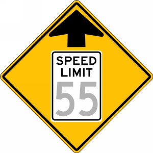Accuform FRW53660DP Semi-Custom Speed Limit Sign: Speed Limit Ahead _