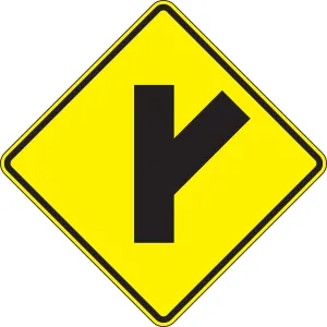 Accuform FRW633RA Intersection Warning Sign: Right Side Road (Diagonal)