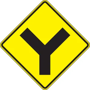 Accuform FRW635RA Intersection Warning Sign: Y-Intersection