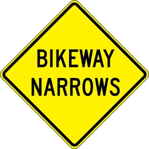 Accuform FRW656HP Lane Guidance Sign: Bikeway Narrows