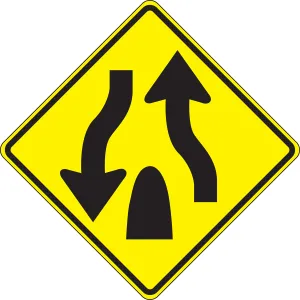 Accuform FRW658HP Lane Guidance Sign: Divided Highway Ends (Symbol)