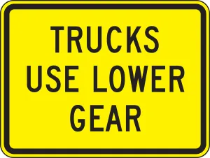 Accuform FRW667RA Surface & Driving Conditions Sign: Trucks Use Lower Gear