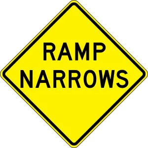Accuform FRW774HP Lane Guidance Sign: Ramp Narrows