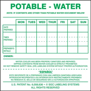 Accuform KWC106 Potable Water Cooler Label