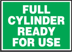 Accuform LCPG509 Safety Label: Full Cylinder Ready For Use