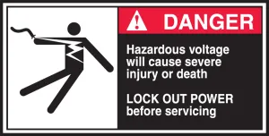 Accuform LECN170 ANSI Danger CEMA Label: Hazardous Voltage Will Cause Severe Injury Or Death