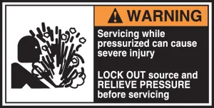Accuform LECN376 ANSI Warning CEMA Label: Servicing While Pressurized Can Cause Severe Injury
