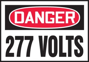 Accuform LELC160VSP OSHA Danger Safety Label: 277 Volts