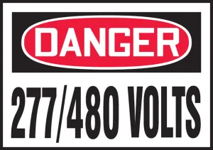 Accuform LELC161VSP OSHA Danger Safety Label: 277/480 Volts