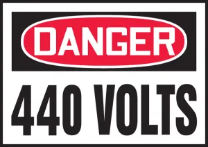 Accuform LELC162VSP OSHA Danger Safety Label: 440 Volts
