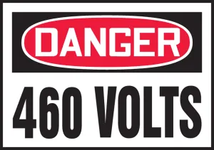 Accuform LELC163VSP OSHA Danger Safety Label: 460 Volts