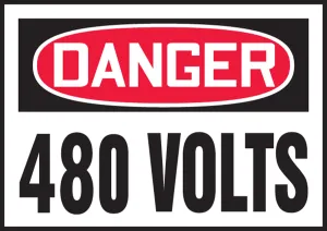 Accuform LELC164VSP OSHA Danger Safety Label: 480 Volts