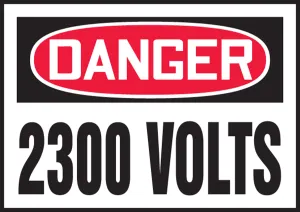 Accuform LELC166VSP OSHA Danger Safety Label: 2300 Volts