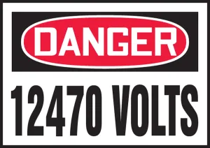 Accuform LELC168VSP OSHA Danger Safety Label: 12470 Volts
