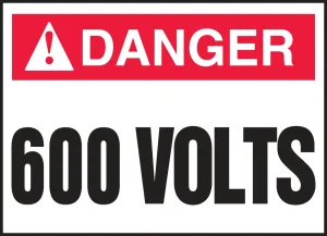 Accuform LELC175VSP ANSI Danger Safety Label: 600 Volts