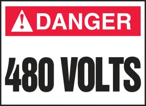 Accuform LELC220VSP ANSI ISO Danger Safety Label: 480 Volts