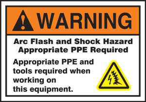 Accuform LELC316 ANSI Warning Safety Label: Arc Flash And Shock Hazard Appropriate PPE Required - Appropriate PPE And Tools Required When Working On This Equipment