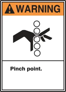 Accuform LEQM333VSP ANSI Warning Safety Label: Pinch point.