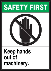 Accuform LEQM903XVE ANSI Safety Label: Keep Hands Out of Machinery