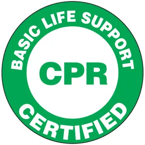 Accuform LHTL103 Hard Hat Stickers: Basic Life Support, CPR Certified