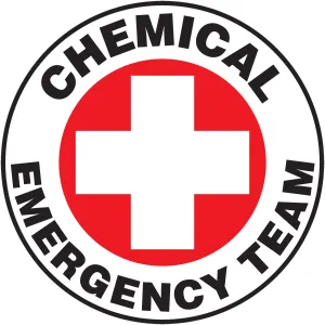 Accuform LHTL111 Hard Hat Stickers: Chemical Emergency Team